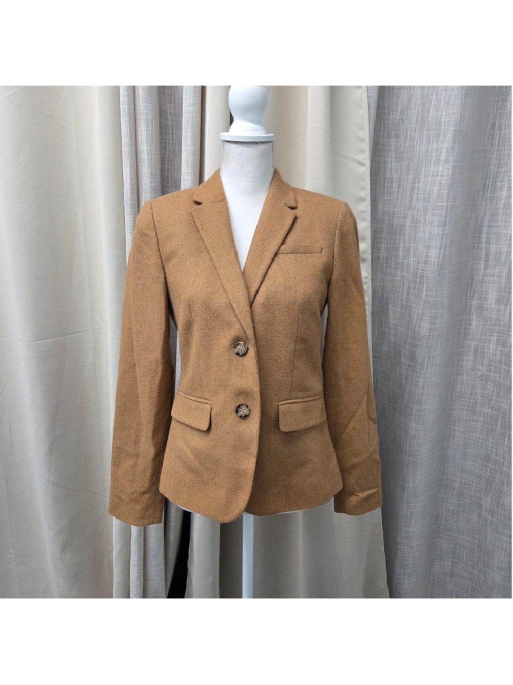 Tommy Hilfiger Camel Wool Blend Blazer Jacket Women's Size 4 Classic Fit Preppy